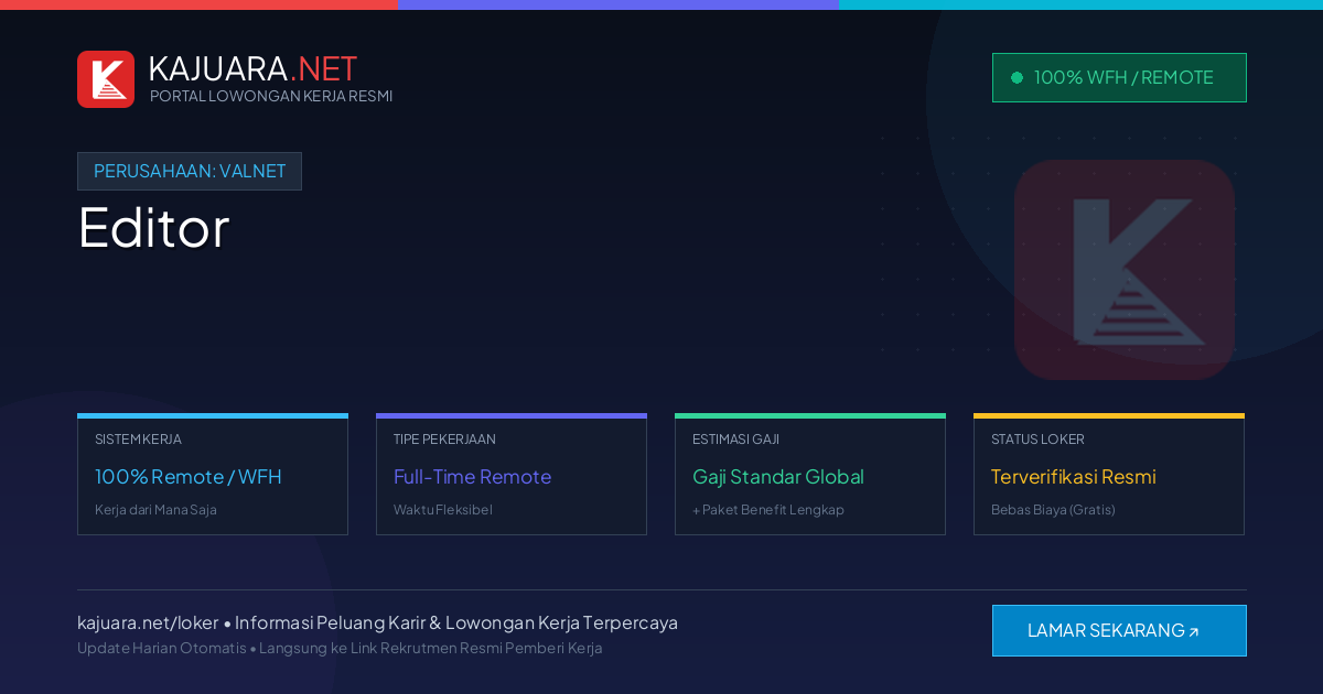 Lowongan Kerja Remote: Editor di Valnet