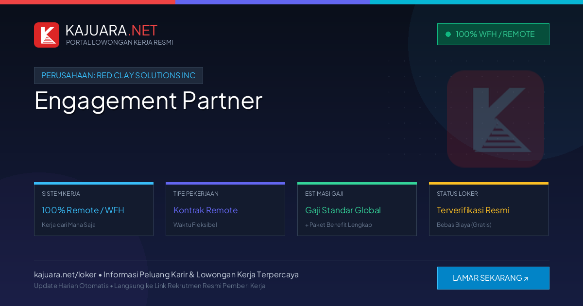 Lowongan Kerja Remote: Engagement Partner di Red Clay Solutions Inc