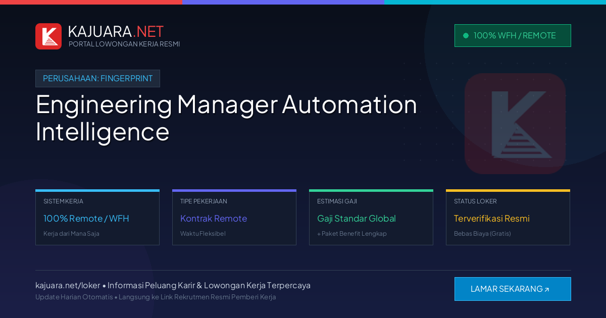 Lowongan Kerja Remote: Engineering Manager Automation Intelligence di Fingerprint