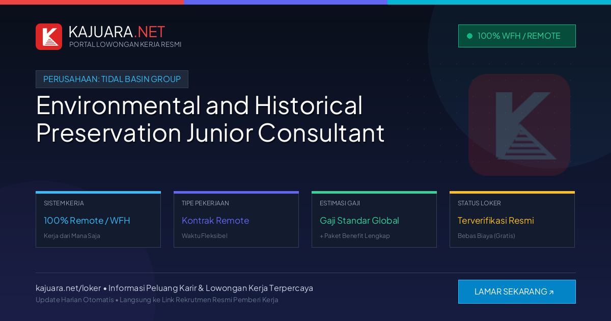 Lowongan Kerja Remote: Environmental and Historical Preservation Junior Consultant di Tidal Basin Group