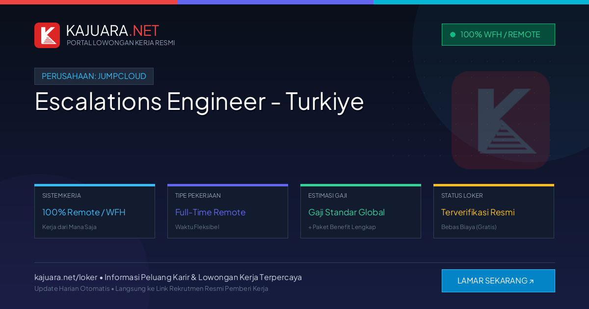 Lowongan Kerja Remote: Escalations Engineer - Turkiye di JumpCloud