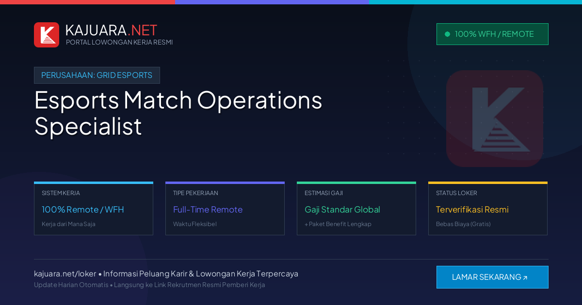 Lowongan Kerja Remote: Esports Match Operations Specialist di GRID esports