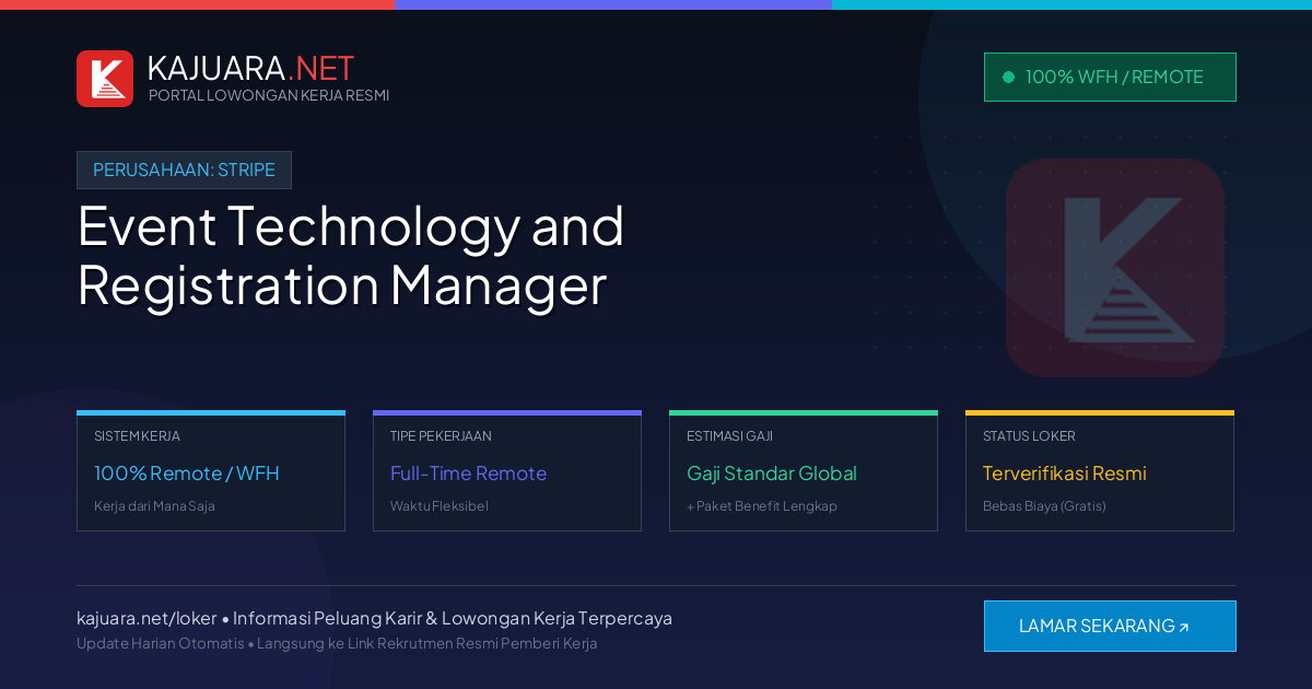 Lowongan Kerja Remote: Event Technology and Registration Manager di Stripe