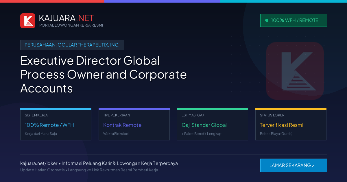 Lowongan Kerja Remote: Executive Director Global Process Owner and Corporate Accounts di Ocular Therapeutix, Inc.