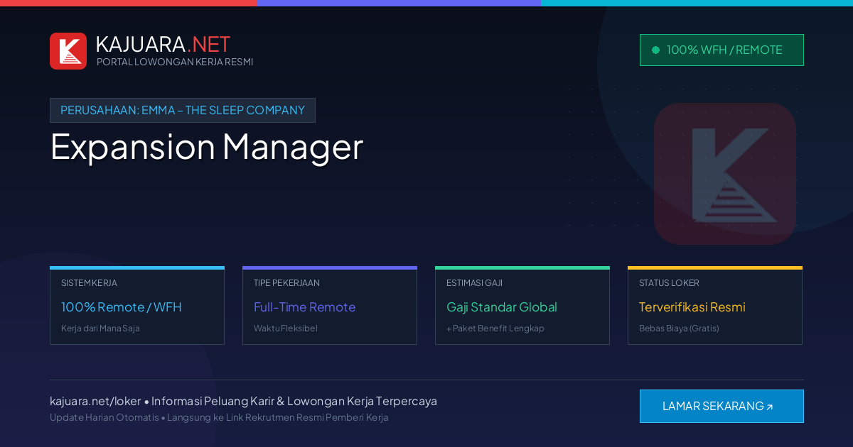Lowongan Kerja Remote: Expansion Manager di Emma – The Sleep Company