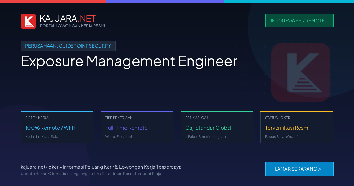 Lowongan Kerja Remote: Exposure Management Engineer di GuidePoint Security