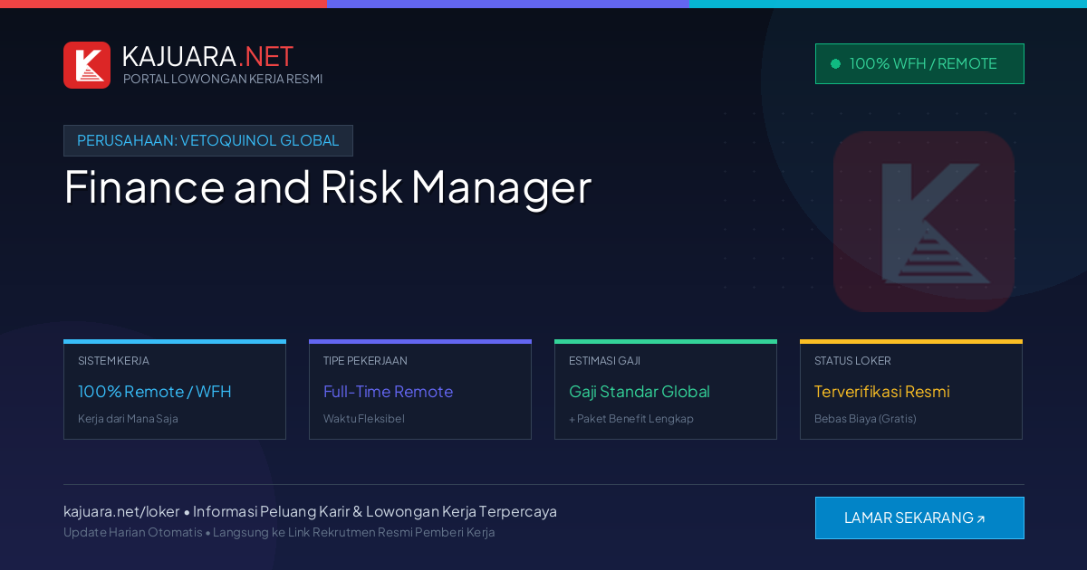 Lowongan Kerja Remote: Finance and Risk Manager di Vetoquinol Global