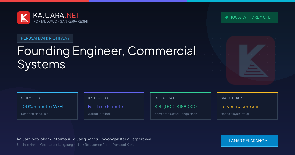 Lowongan Kerja Remote: Founding Engineer, Commercial Systems di Rightway