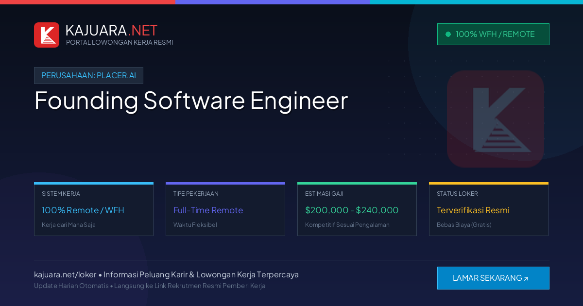 Lowongan Kerja Remote: Founding Software Engineer di Placer.ai