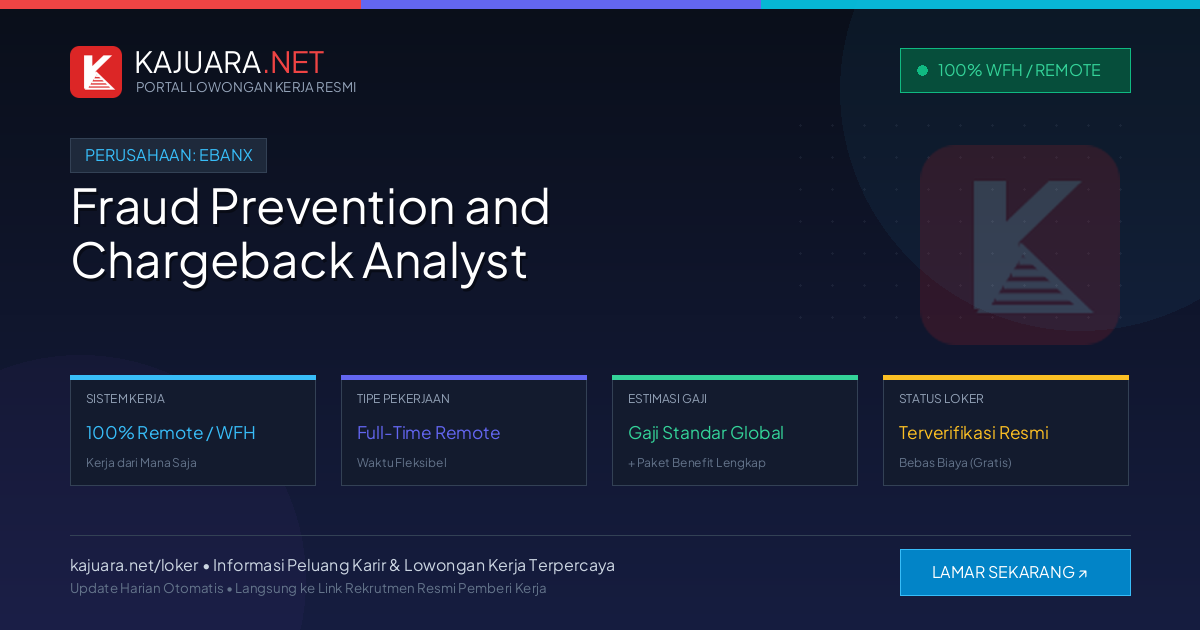 [Work From Home] Fraud Prevention and Chargeback Analyst at EBANX – Apply Online