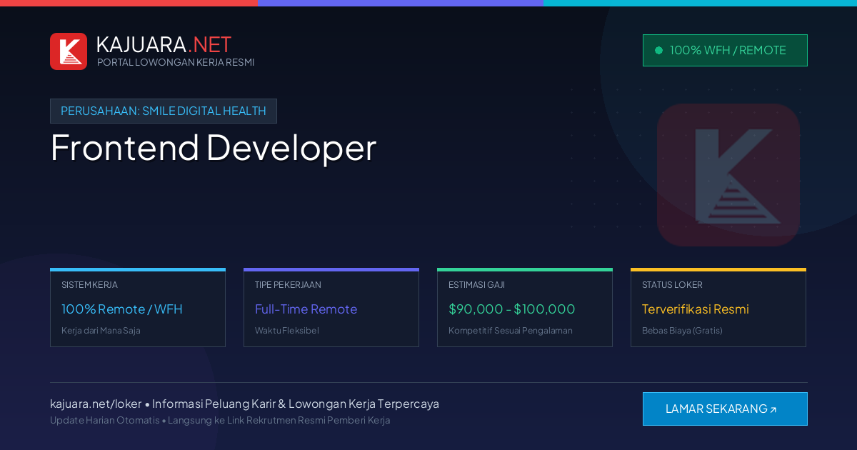 Lowongan Kerja Remote: Frontend Developer di Smile Digital Health