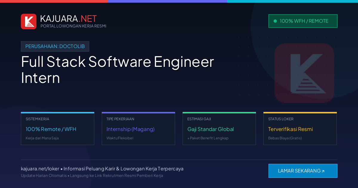 Lowongan Kerja Remote: Full Stack Software Engineer Intern di Doctolib