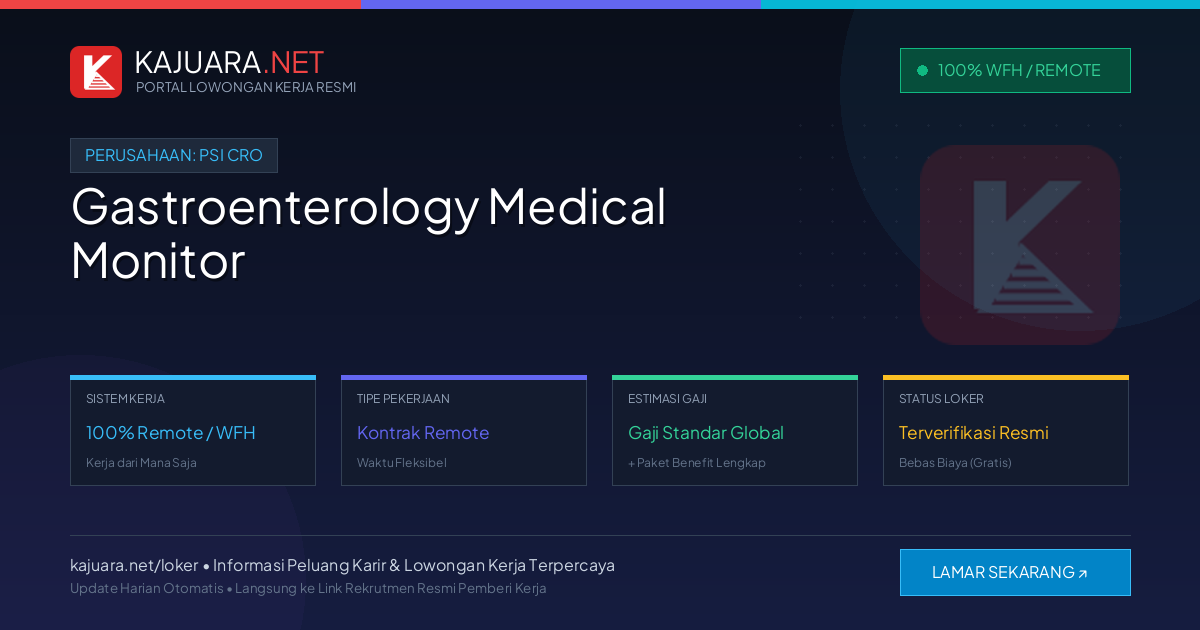 Lowongan Kerja Remote: Gastroenterology Medical Monitor di PSI CRO