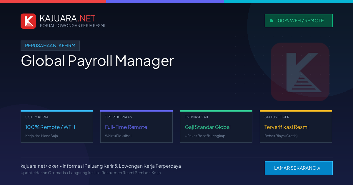 Lowongan Kerja Remote: Global Payroll Manager di Affirm