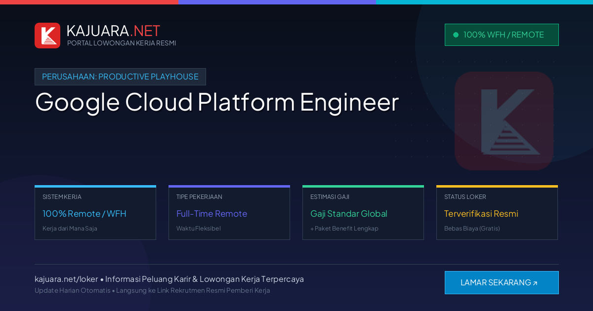 Lowongan Kerja Remote: Google Cloud Platform Engineer di Productive Playhouse