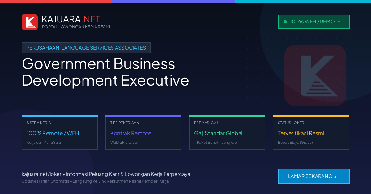 [Remote / WFH] Government Business Development Executive at Language Services Associates – Immediate Opening