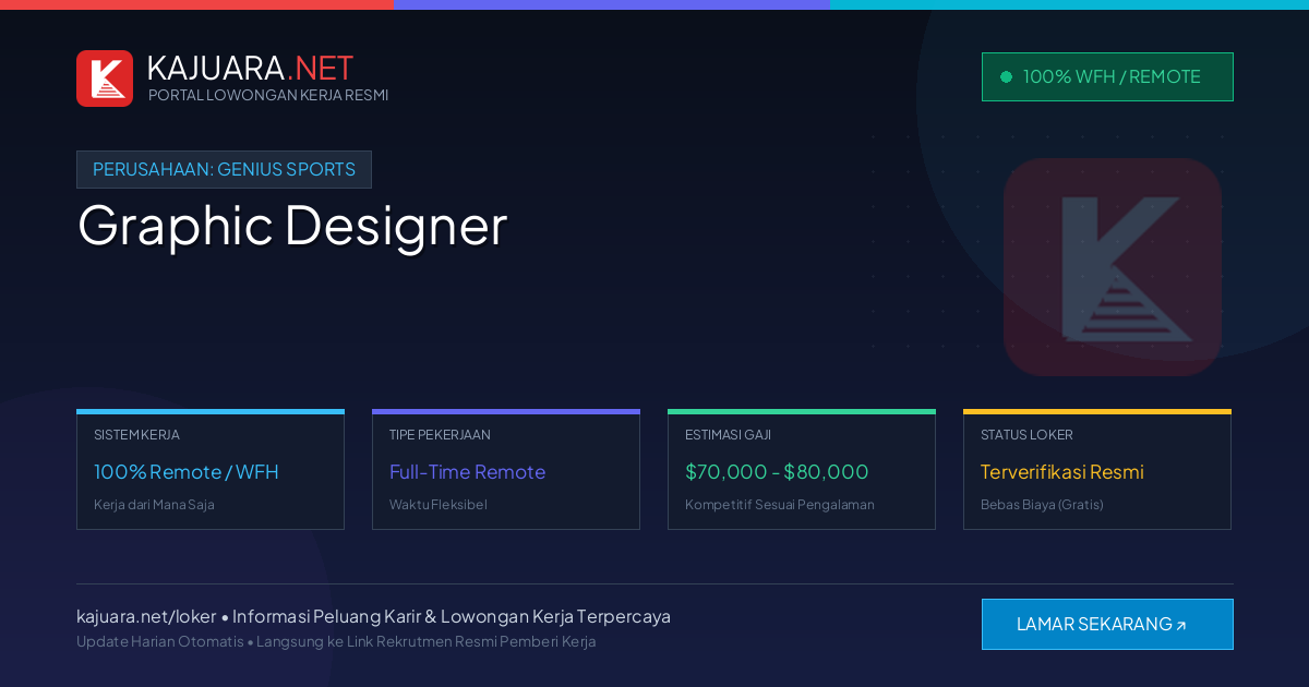 [Remote / WFH] Graphic Designer at Genius Sports ($70,000 - $80,000)