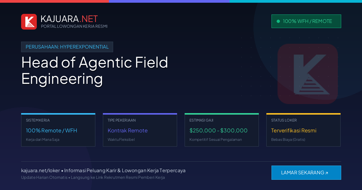 Lowongan Kerja Remote: Head of Agentic Field Engineering di hyperexponential