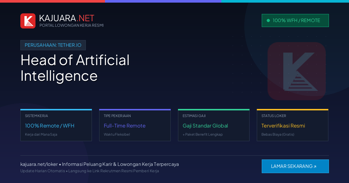 Lowongan Kerja Remote: Head of Artificial Intelligence di Tether.io