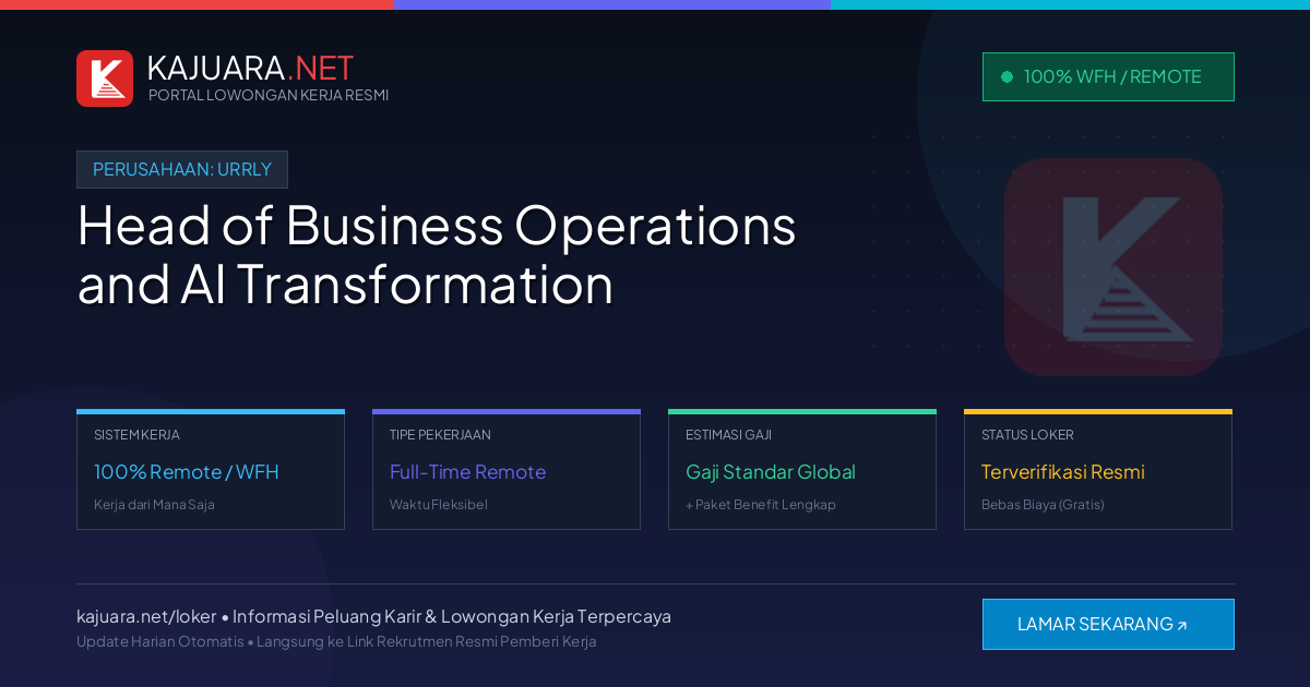 Lowongan Kerja Remote: Head of Business Operations and AI Transformation di Urrly