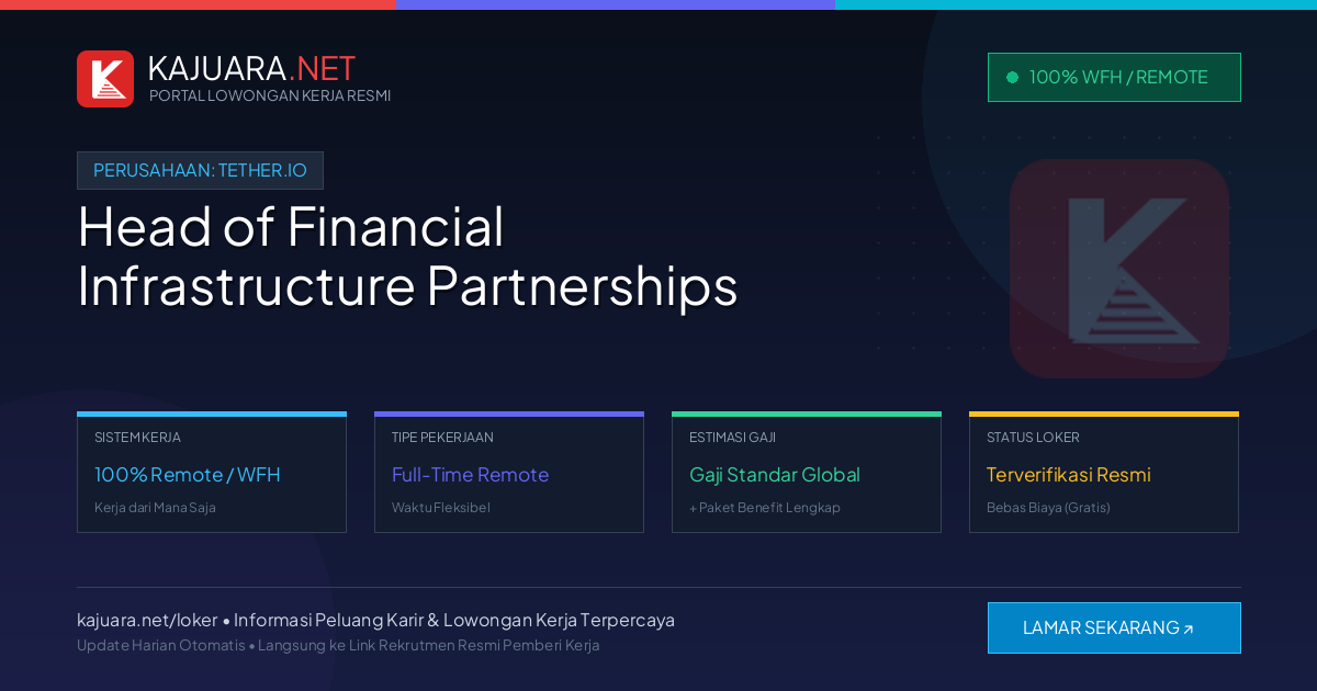 Lowongan Kerja Remote: Head of Financial Infrastructure Partnerships di Tether.io
