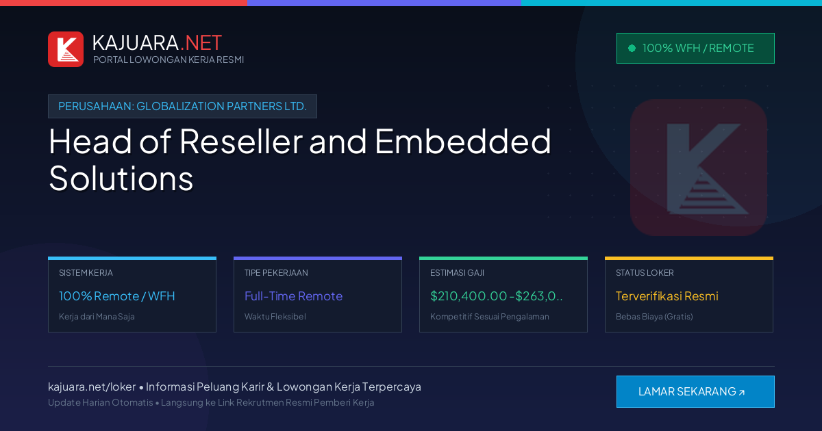 Lowongan Kerja Remote: Head of Reseller and Embedded Solutions di GLOBALIZATION PARTNERS LTD.