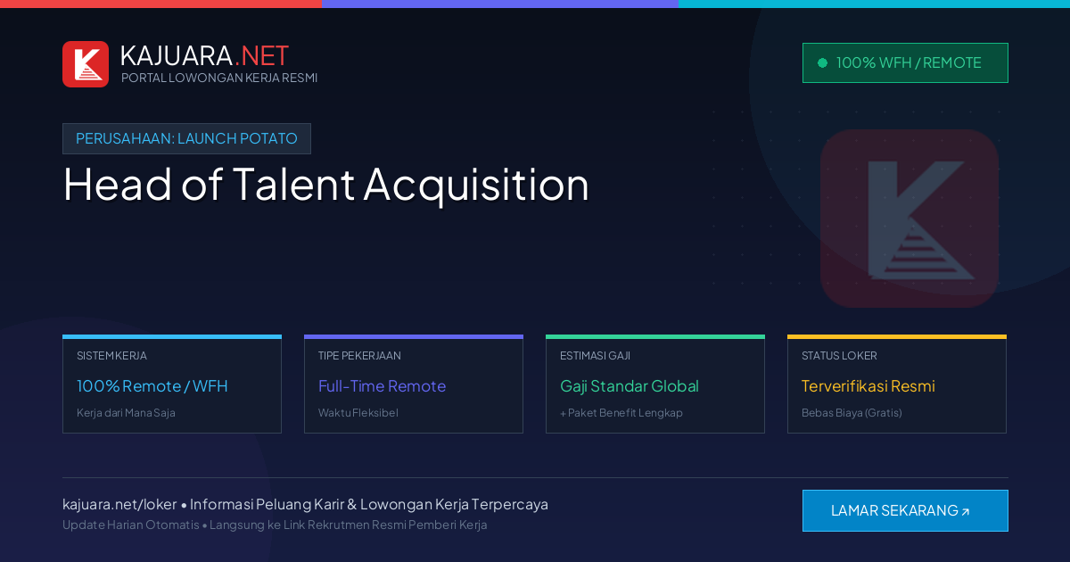 Lowongan Kerja Remote: Head of Talent Acquisition di Launch Potato