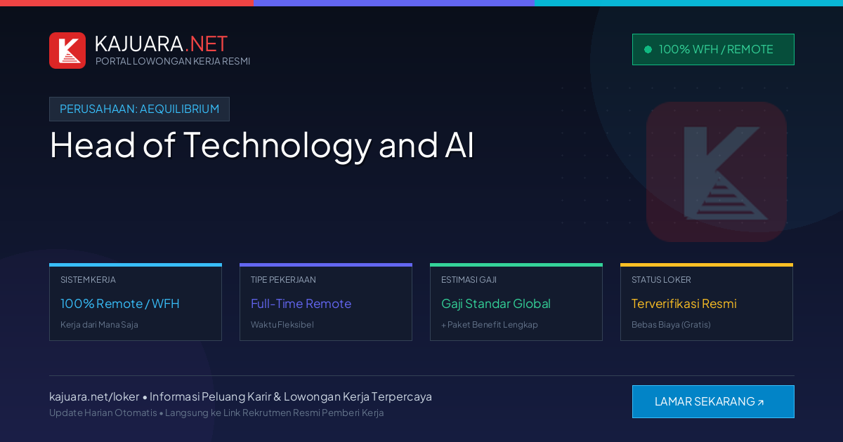 Lowongan Kerja Remote: Head of Technology and AI di Aequilibrium