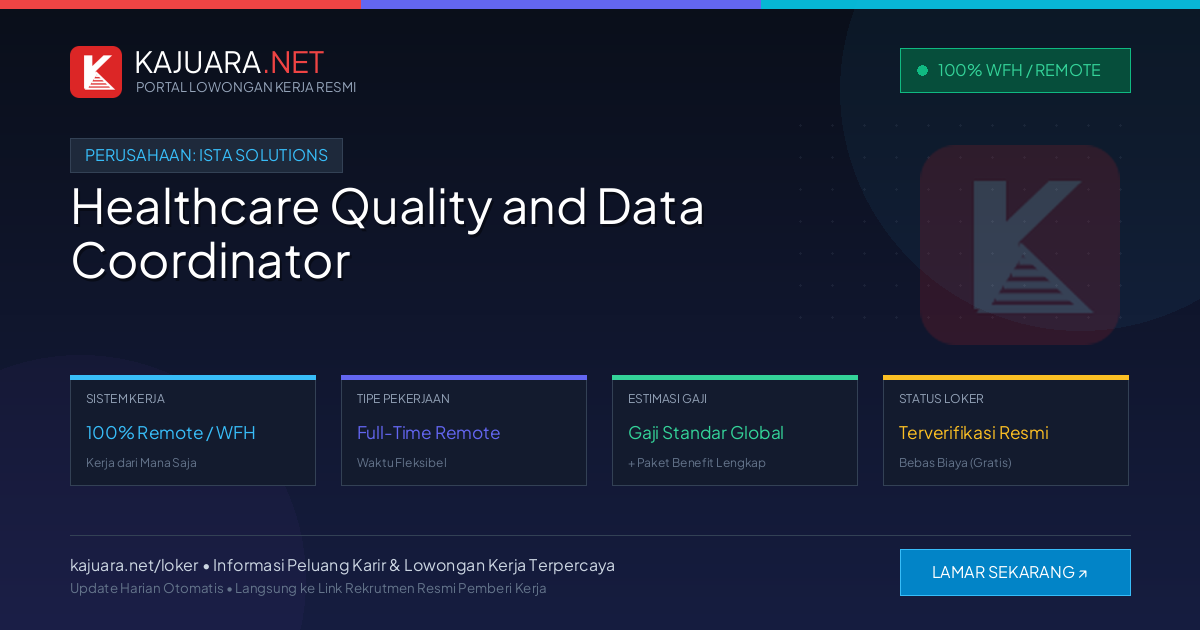 Lowongan Kerja Remote: Healthcare Quality and Data Coordinator di ISTA Solutions