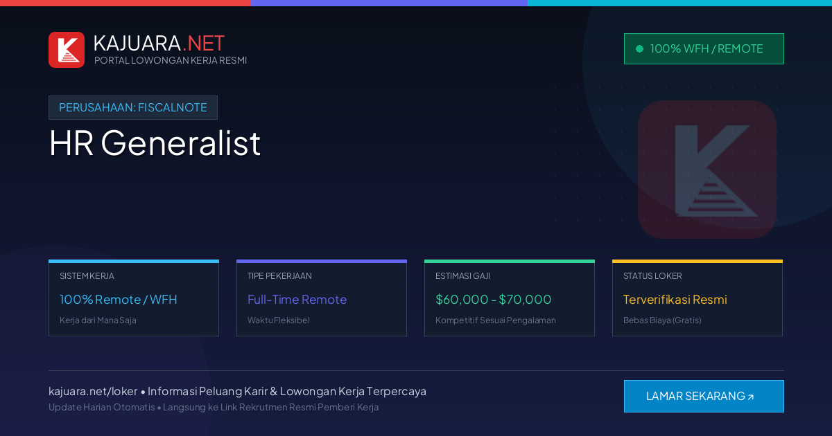 Lowongan Kerja Remote: HR Generalist di FiscalNote