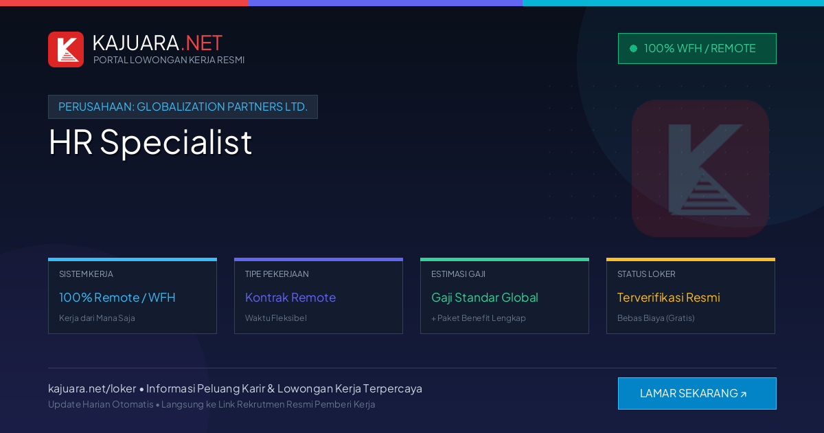 Lowongan Kerja Remote: HR Specialist di GLOBALIZATION PARTNERS LTD.