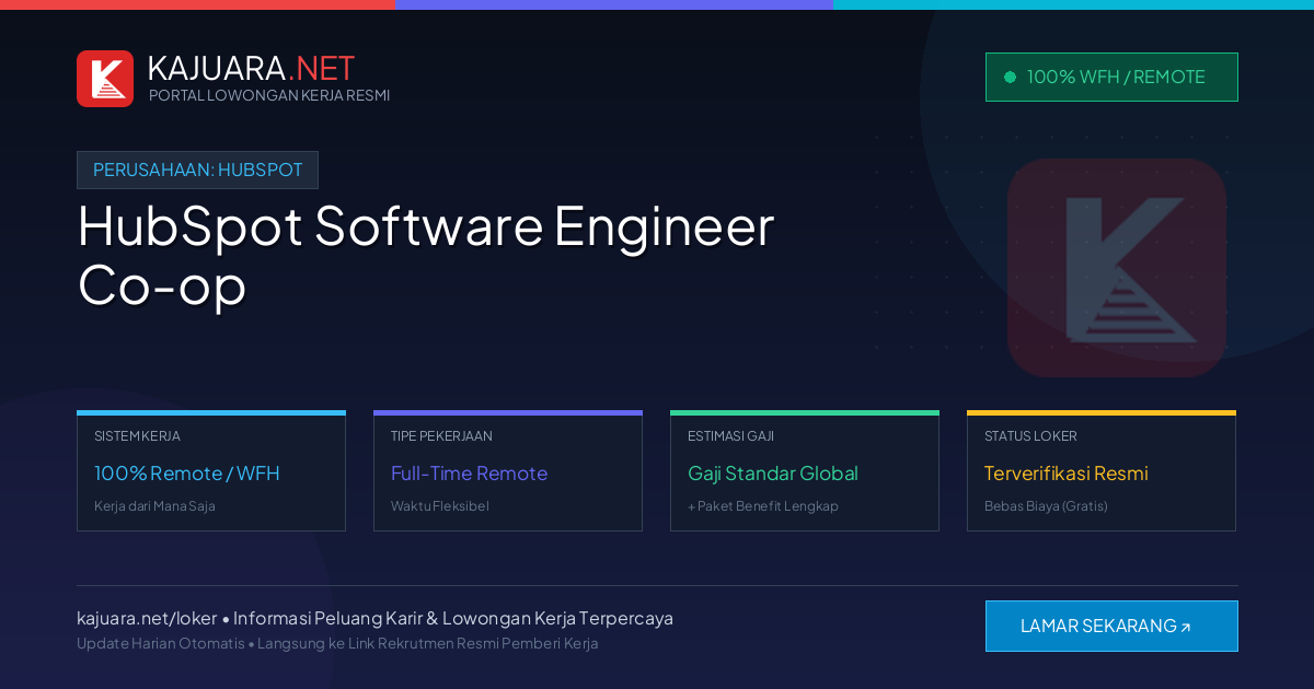 Lowongan Kerja Remote: HubSpot Software Engineer Co-op di HubSpot