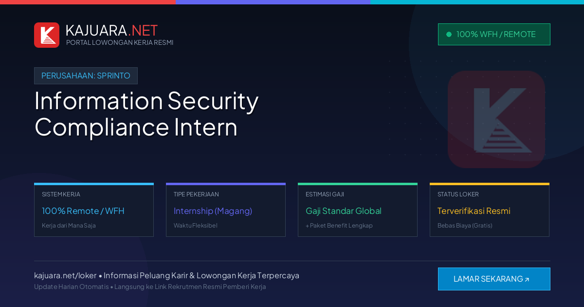 Lowongan Kerja Remote: Information Security Compliance Intern di Sprinto