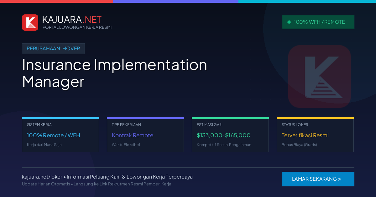 Lowongan Kerja Remote: Insurance Implementation Manager di Hover
