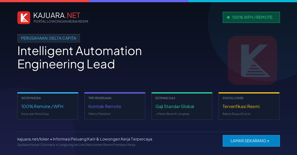Lowongan Kerja Remote: Intelligent Automation Engineering Lead di Delta Capita