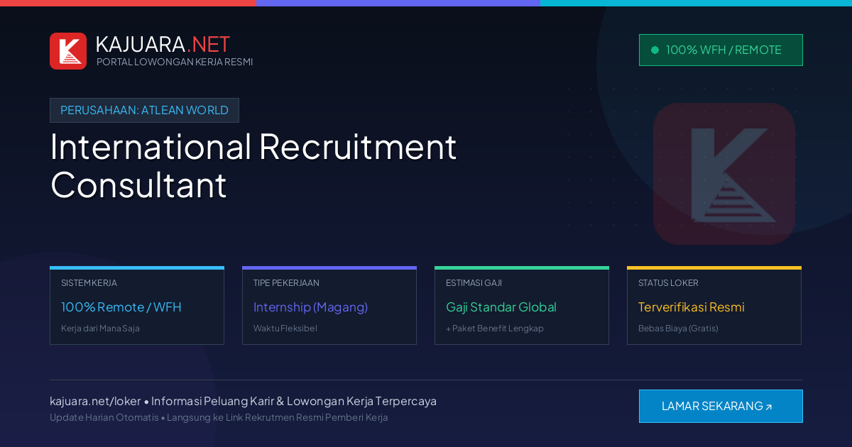[Work From Home] International Recruitment Consultant at Atlean World – Apply Online