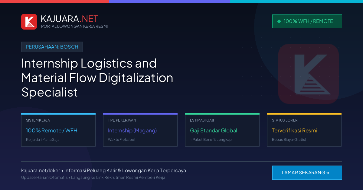 Lowongan Kerja Remote: Internship Logistics and Material Flow Digitalization Specialist di Bosch