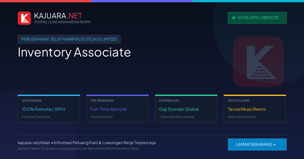 Lowongan Kerja Remote: Inventory Associate di Telix Pharmaceuticals Limited
