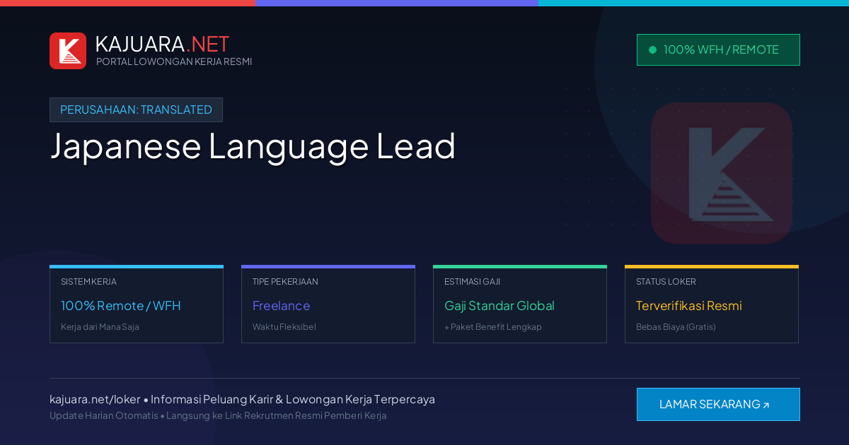 Lowongan Kerja Remote: Japanese Language Lead di Translated