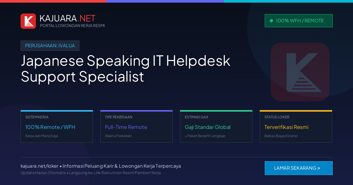 Lowongan Kerja Remote: Japanese Speaking IT Helpdesk Support Specialist di Ivalua