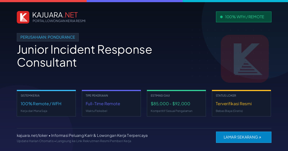 Lowongan Kerja Remote: Junior Incident Response Consultant di Pondurance