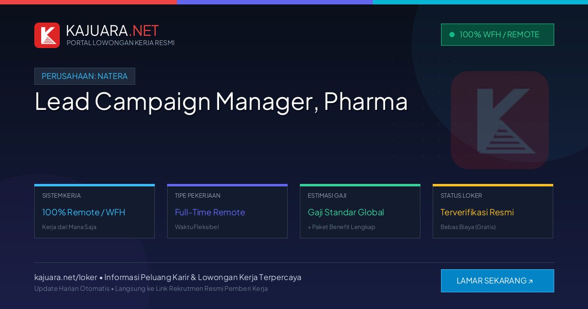 Lowongan Kerja Remote: Lead Campaign Manager, Pharma di Natera