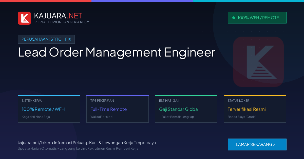 Lowongan Kerja Remote: Lead Order Management Engineer di Stitch Fix