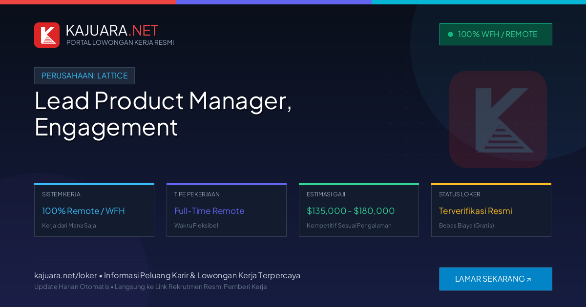 Lowongan Kerja Remote: Lead Product Manager, Engagement di Lattice