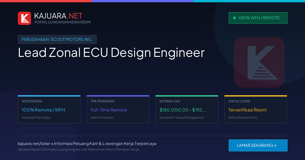 Lowongan Kerja Remote: Lead Zonal ECU Design Engineer di Scout Motors Inc.