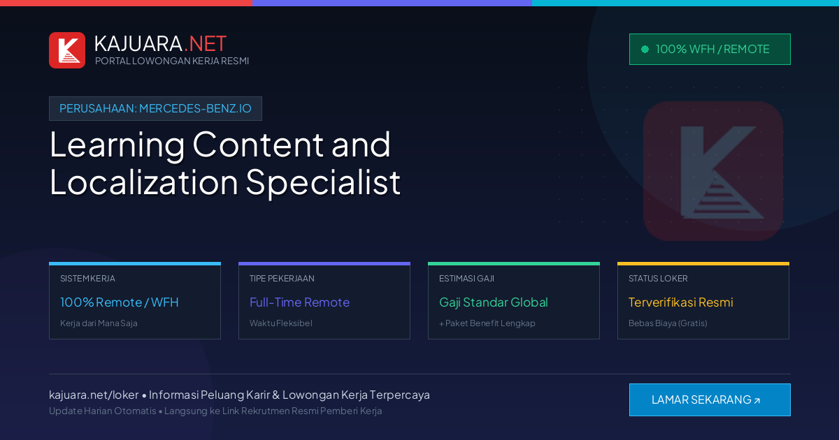 [Work From Home] Learning Content and Localization Specialist at Mercedes-Benz.io – Apply Online