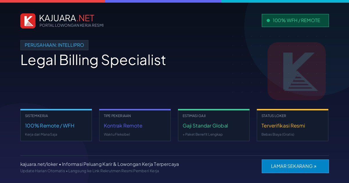 [100% Remote] Legal Billing Specialist at IntelliPro – Hiring Now