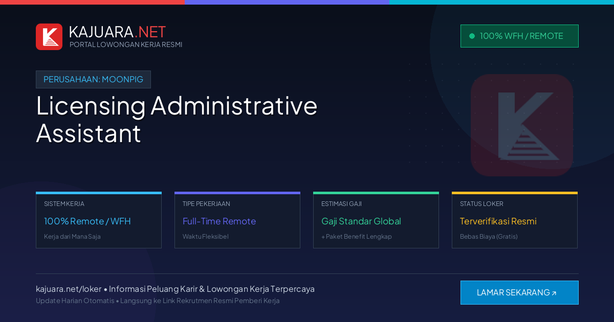 Lowongan Kerja Remote: Licensing Administrative Assistant di Moonpig