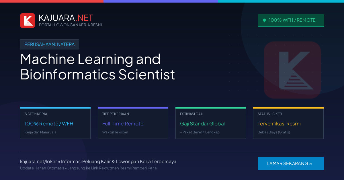 Lowongan Kerja Remote: Machine Learning and Bioinformatics Scientist di Natera