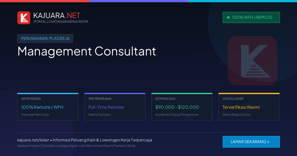 Lowongan Kerja Remote: Management Consultant di Placer.ai
